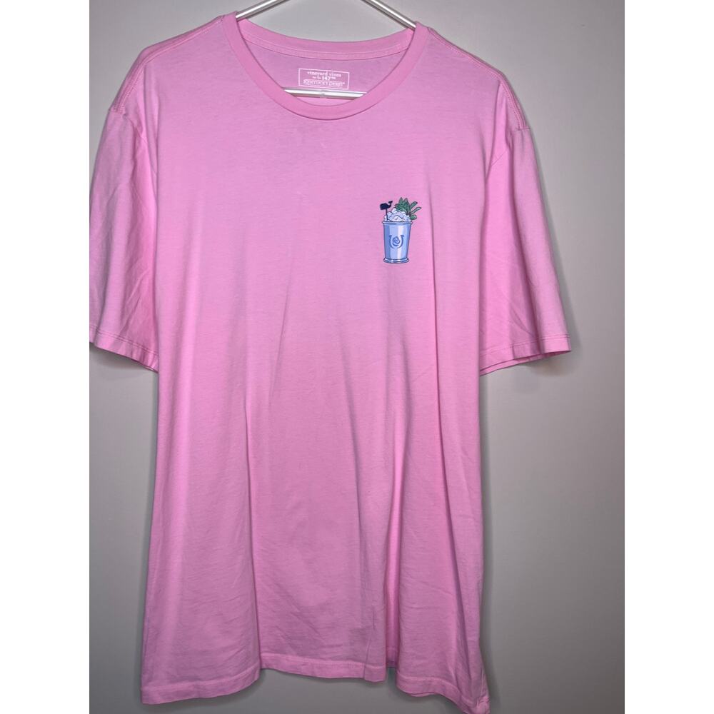 Vineyard Vines Kentucky Derby Baby Pink Thousand Dollar Mint Julep Shirt XL - Picture 2 of 5